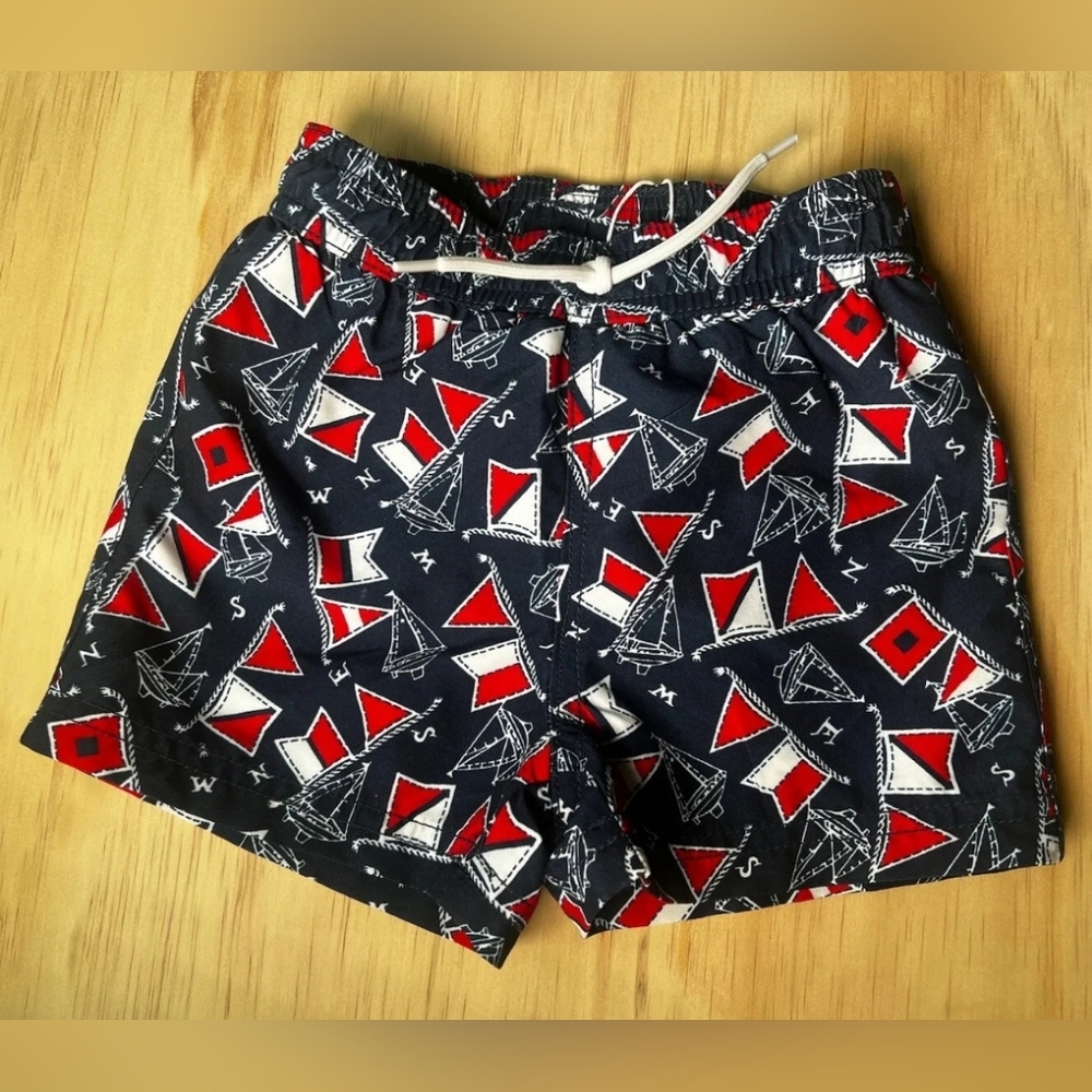 NWT Janie And Jack Boys Sailboat Swim Trunk 6-12 Months